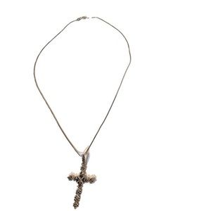NECKLACE STERLING SILVER 925 MARCASITE CROSS PENDANT 5.2 g